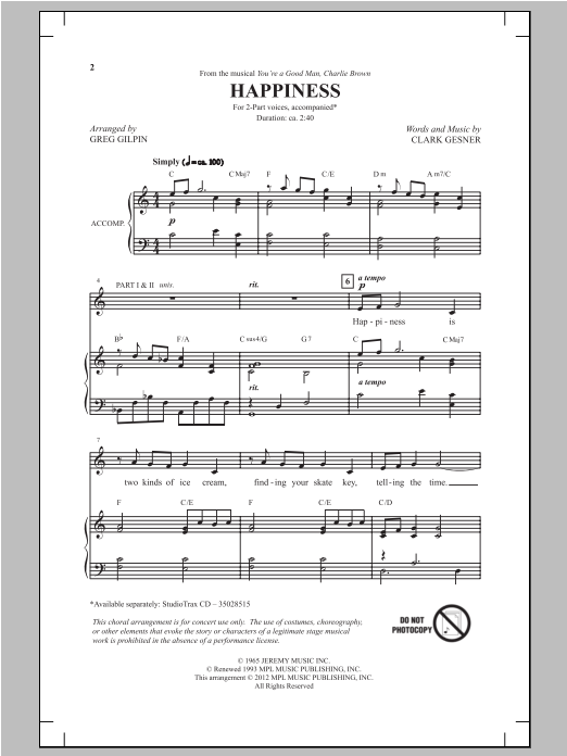 Greg Gilpin Happiness Sheet Music Notes & Chords for 3-Part Mixed - Download or Print PDF
