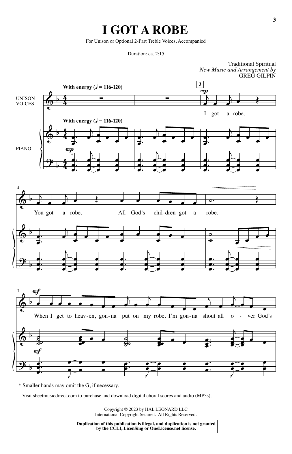 Greg Gilpin I Got A Robe Sheet Music Notes & Chords for Choir - Download or Print PDF