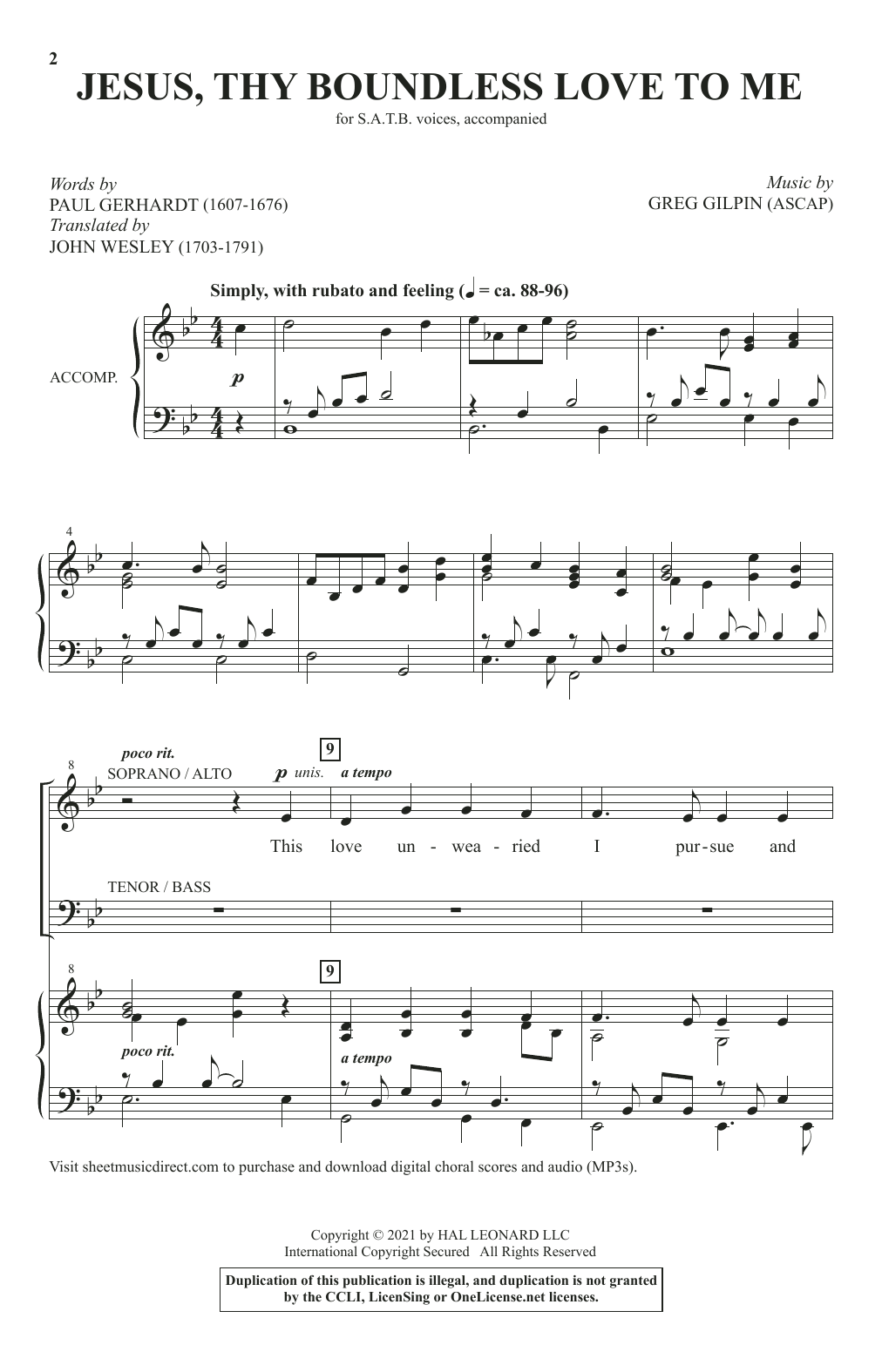 Greg Gilpin Jesus, Thy Boundless Love To Me Sheet Music Notes & Chords for SATB Choir - Download or Print PDF