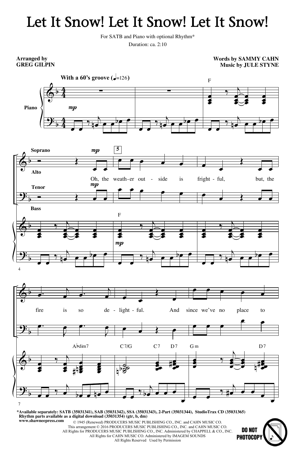 Greg Gilpin Let It Snow! Let It Snow! Let It Snow! Sheet Music Notes & Chords for SAB - Download or Print PDF