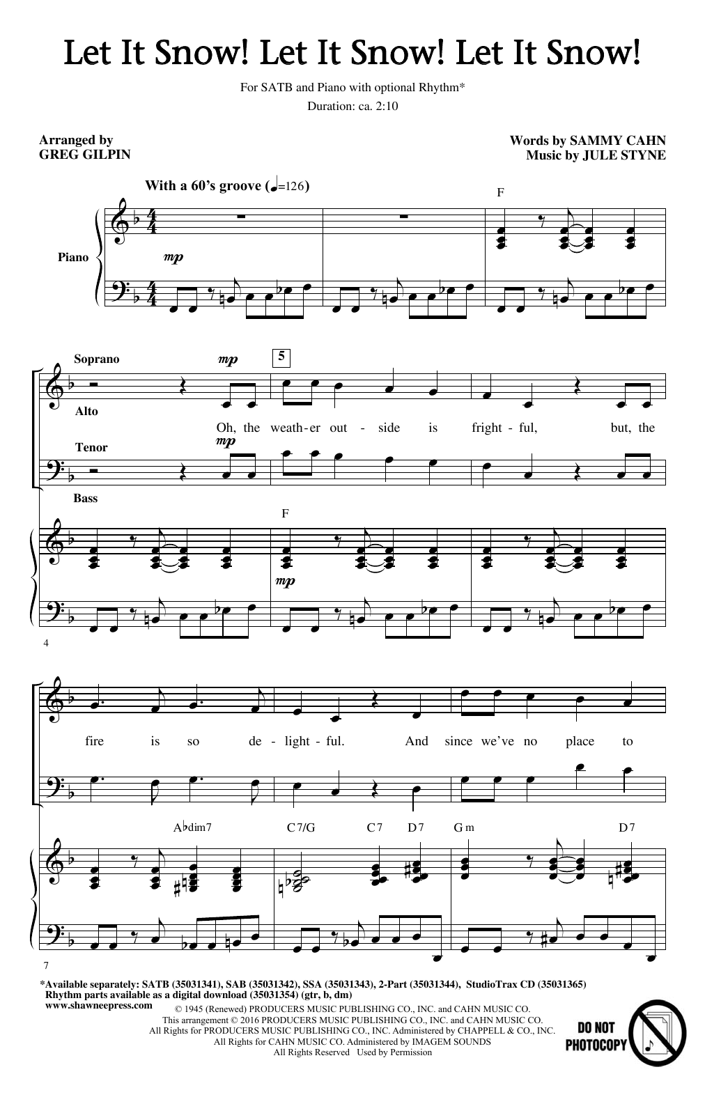 Greg Gilpin Let It Snow! Let It Snow! Let It Snow! Sheet Music Notes & Chords for SSA - Download or Print PDF