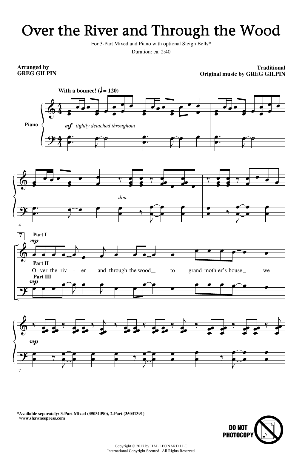 Greg Gilpin Over The River And Through The Wood Sheet Music Notes & Chords for 3-Part Mixed - Download or Print PDF