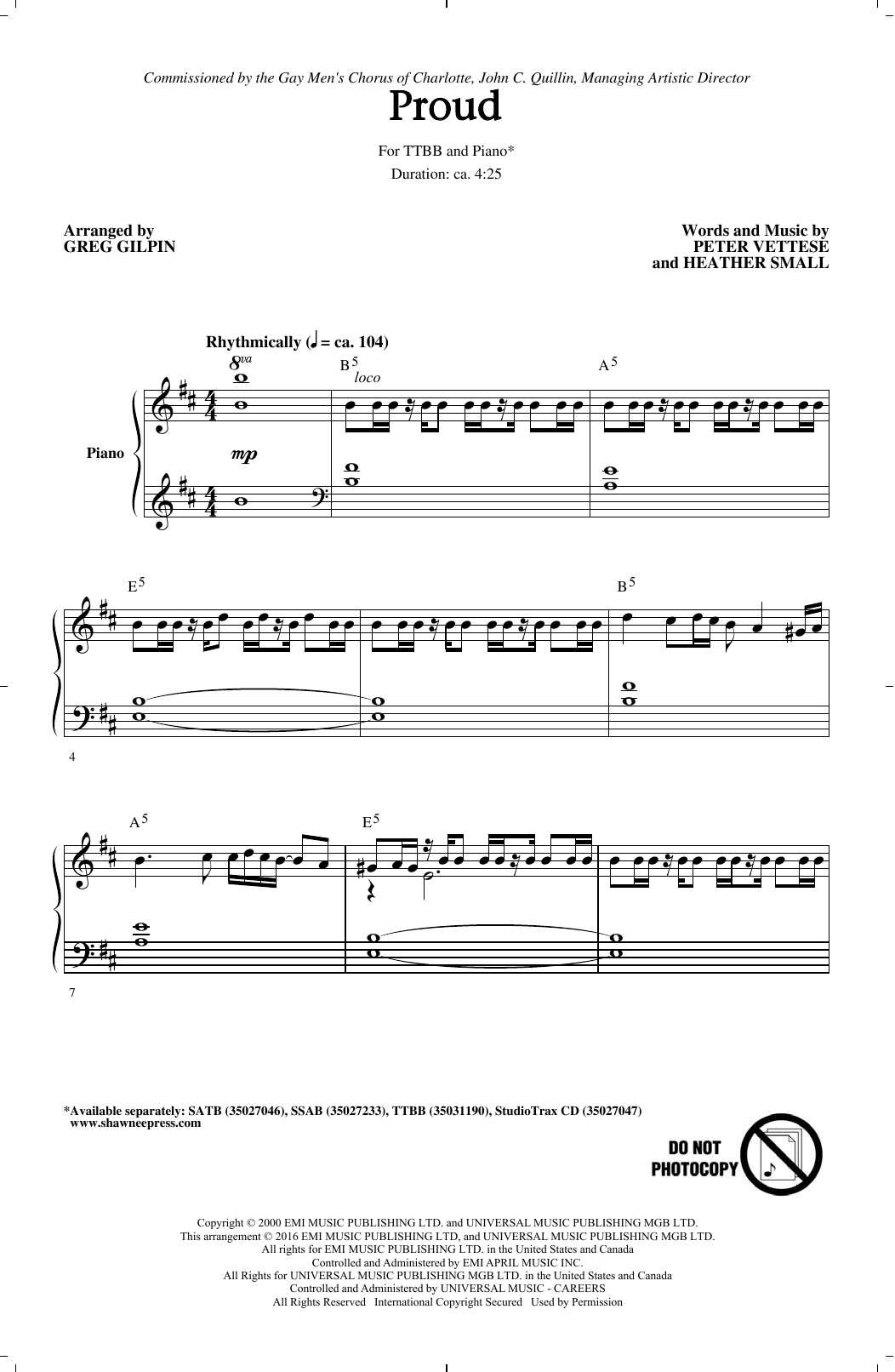 Greg Gilpin Proud Sheet Music Notes & Chords for TTBB - Download or Print PDF