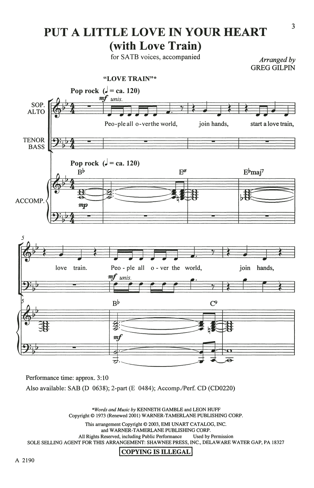 Greg Gilpin Put A Little Love In Your Heart (with Love Train) Sheet Music Notes & Chords for SSA Choir - Download or Print PDF