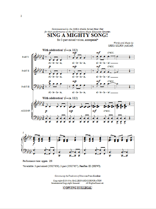 Greg Gilpin Sing A Mighty Song! Sheet Music Notes & Chords for 2-Part Choir - Download or Print PDF