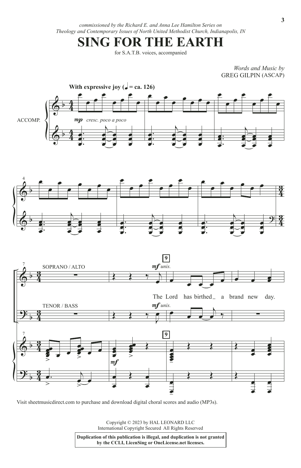 Greg Gilpin Sing For The Earth Sheet Music Notes & Chords for SATB Choir - Download or Print PDF