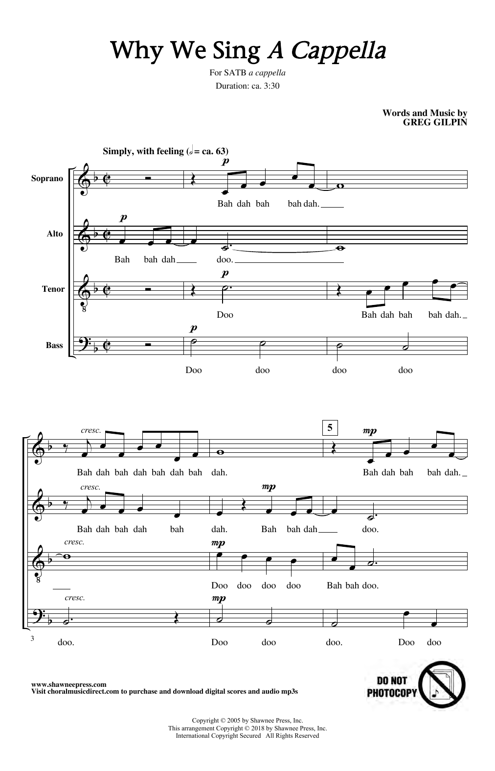 Greg Gilpin Why We Sing Sheet Music Notes & Chords for SATB Choir - Download or Print PDF