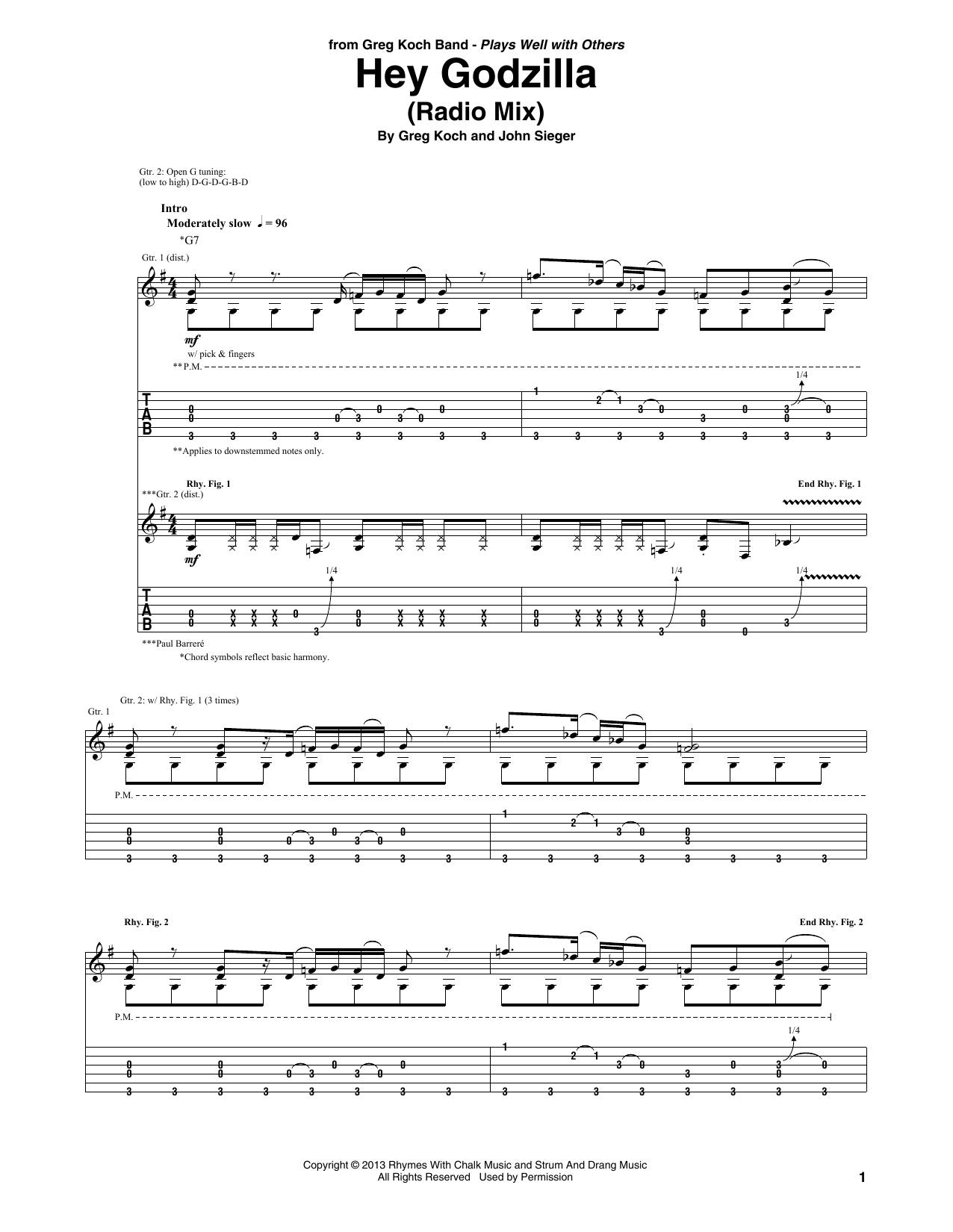 Greg Koch Hey Godzilla Sheet Music Notes & Chords for Guitar Tab - Download or Print PDF