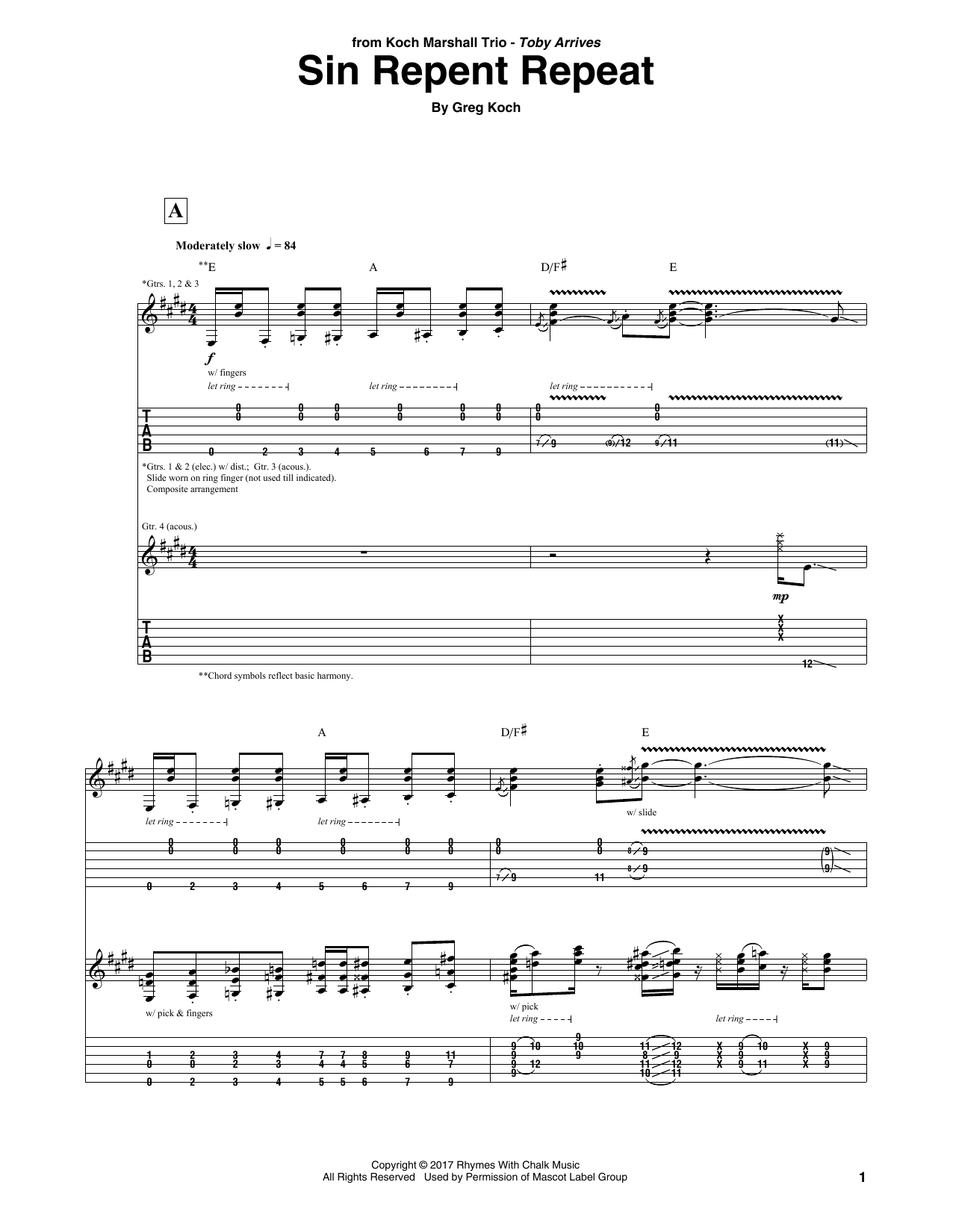 Greg Koch Sin Repent Repeat Sheet Music Notes & Chords for Guitar Tab - Download or Print PDF