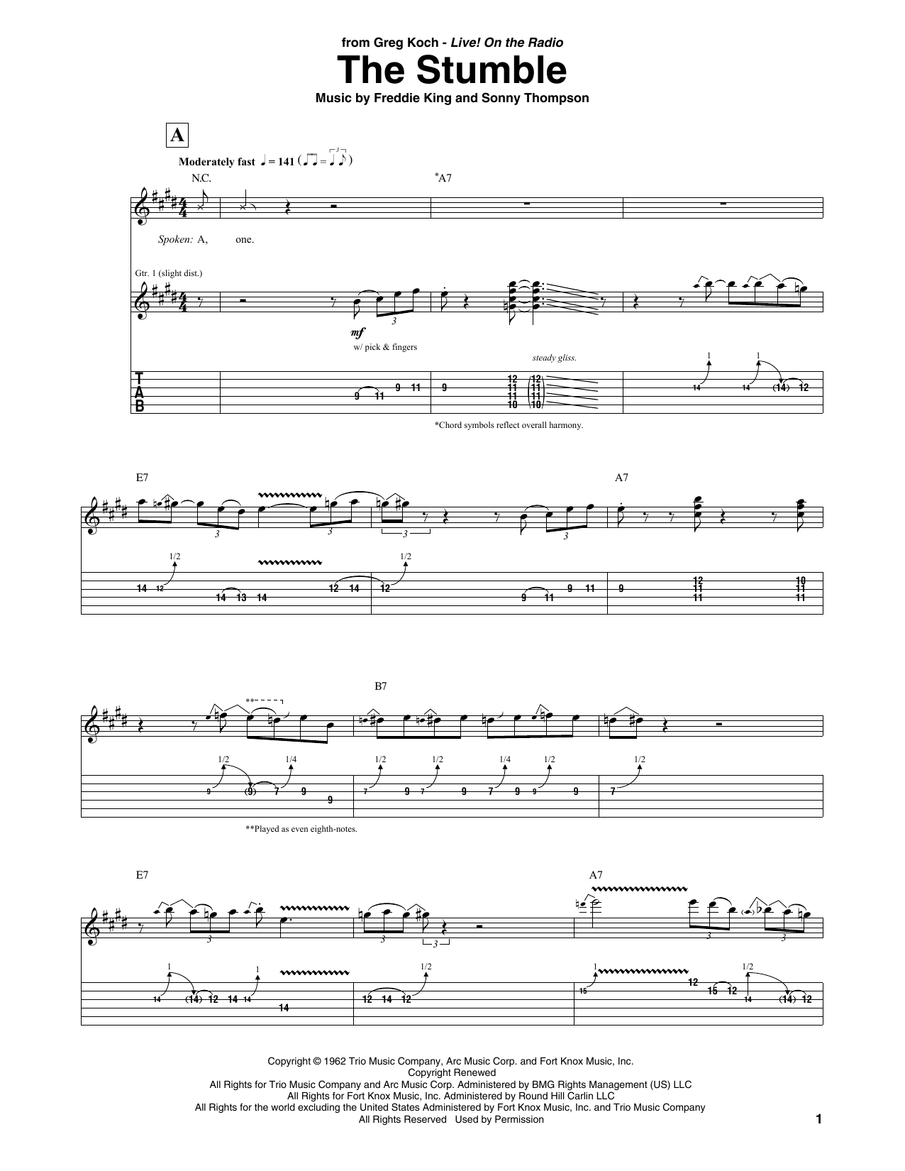 Greg Koch The Stumble Sheet Music Notes & Chords for Guitar Tab - Download or Print PDF