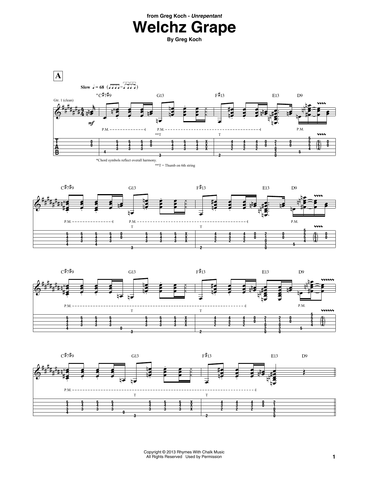 Greg Koch Welchz Grape Sheet Music Notes & Chords for Guitar Tab - Download or Print PDF
