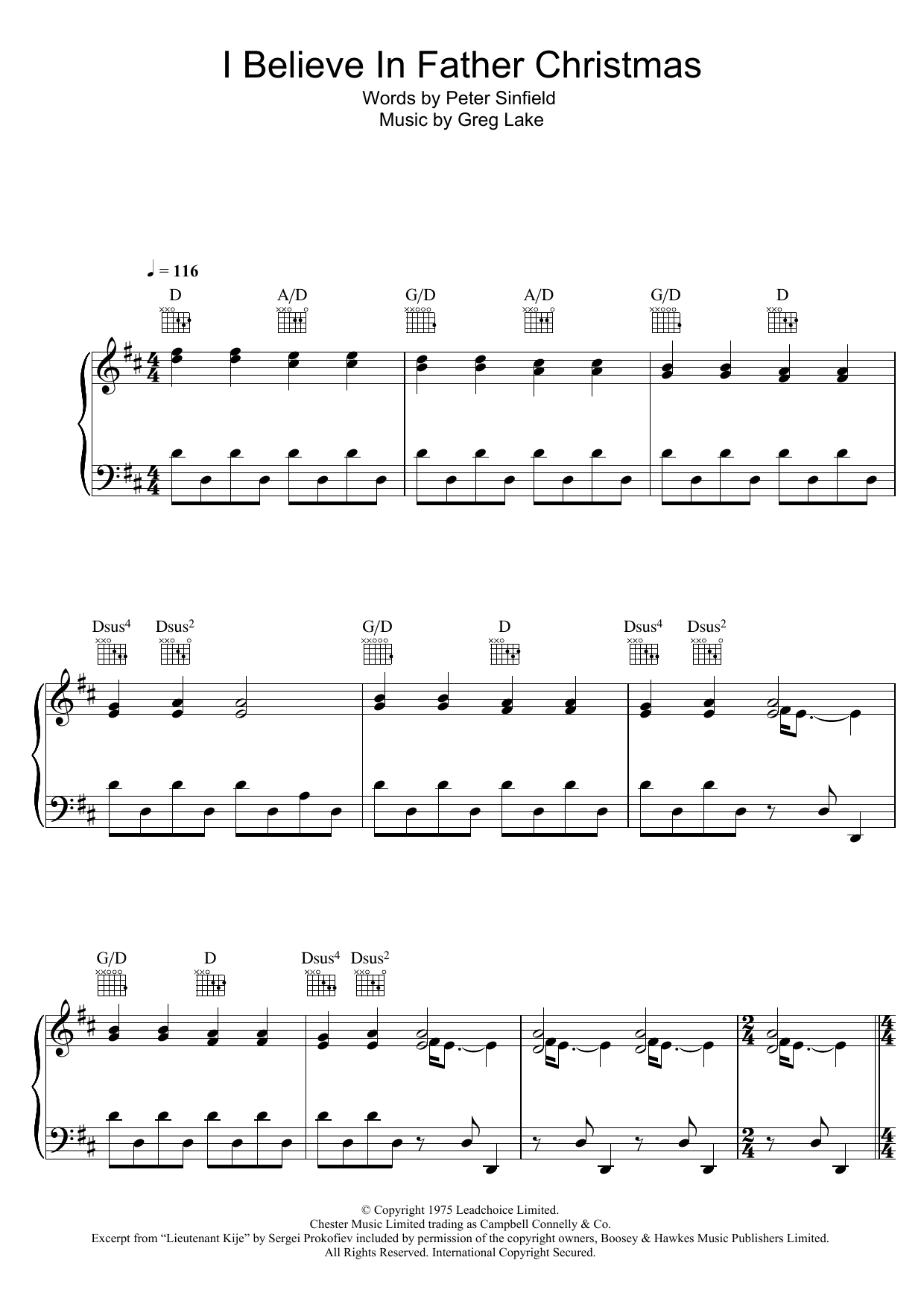 Greg Lake I Believe In Father Christmas Sheet Music Notes & Chords for Keyboard - Download or Print PDF