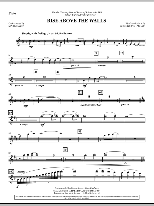 Rise Above The Walls - Flute sheet music