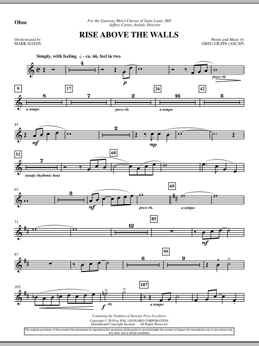 Rise Above The Walls - Oboe sheet music