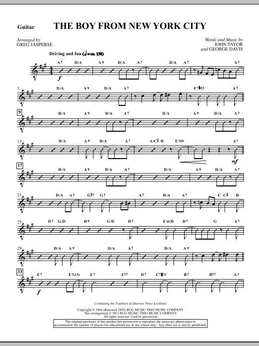 The Boy From New York City - Guitar sheet music