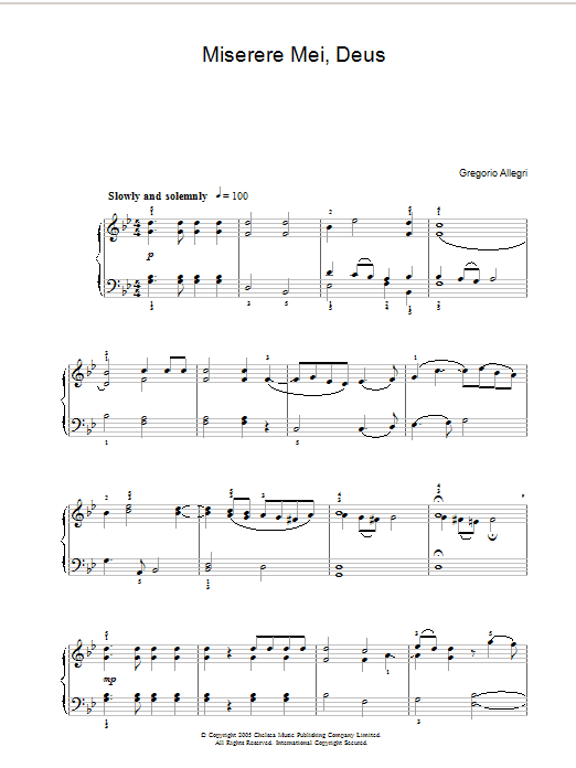 Gregorio Allegri Miserere Sheet Music Notes & Chords for Easy Piano - Download or Print PDF Gregorio Allegri Miserere Sheet Music Notes & Chords for Easy Piano - Download or Print PDF
