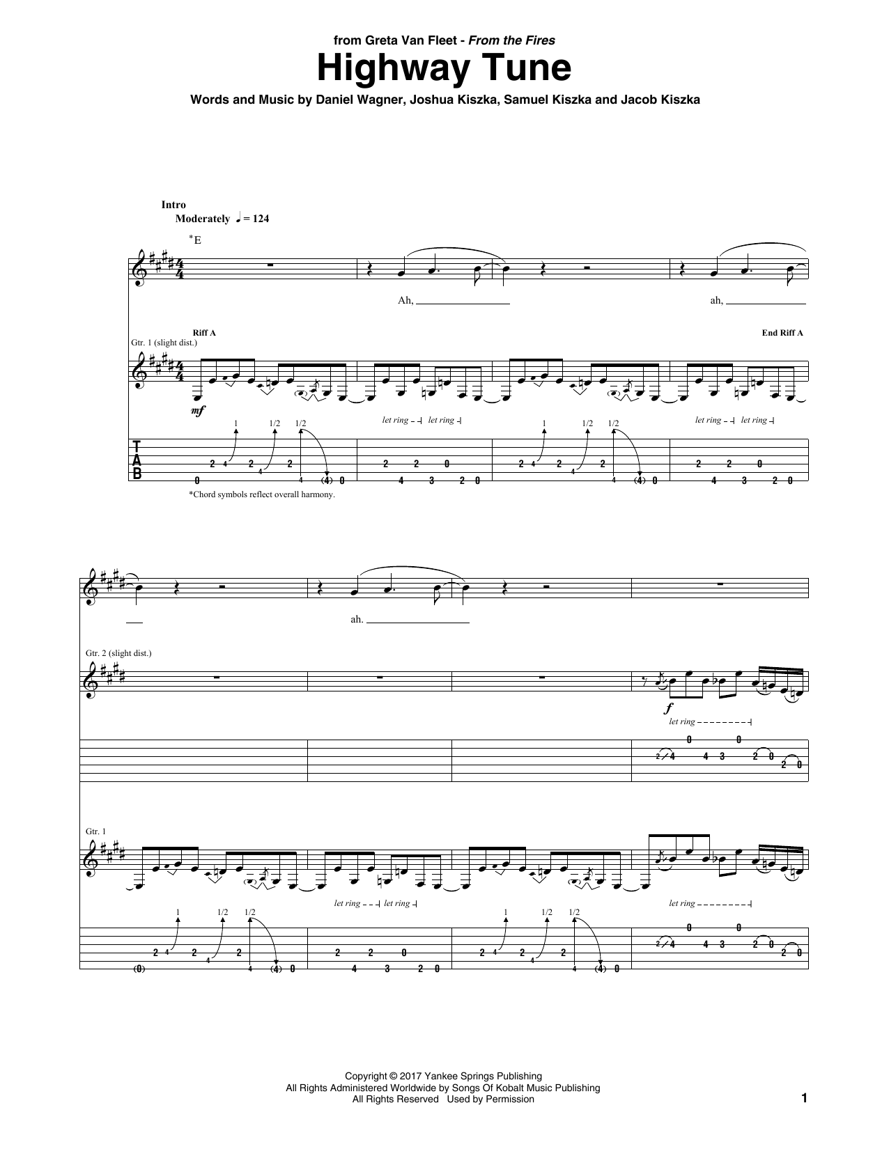 Greta Van Fleet Highway Tune Sheet Music Notes & Chords for Guitar Tab - Download or Print PDF Greta Van Fleet Highway Tune Sheet Music Notes & Chords for Guitar Tab - Download or Print PDF