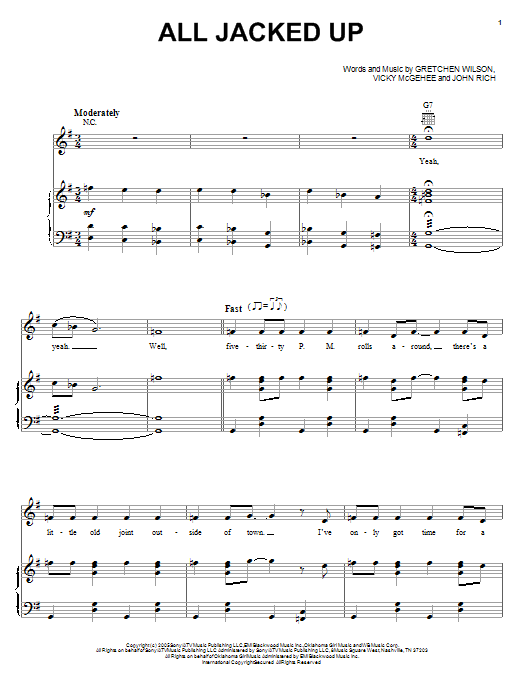 Preview Gretchen Wilson All Jacked Up Pop sheet music, notes and chords for Easy Guitar Tab, SKU: 54273 All Jacked Up sheet music
