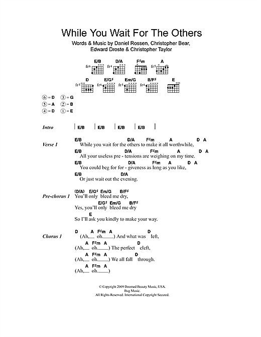 Grizzly Bear While You Wait For The Others Sheet Music Notes & Chords for Lyrics & Chords - Download or Print PDF