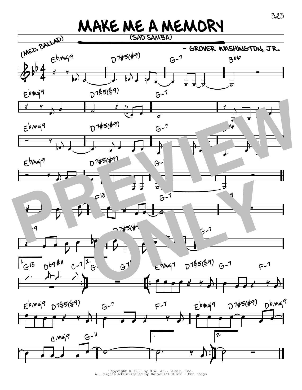 Grover Washington, Jr. Make Me A Memory (Sad Samba) Sheet Music Notes & Chords for Real Book – Melody & Chords - Download or Print PDF