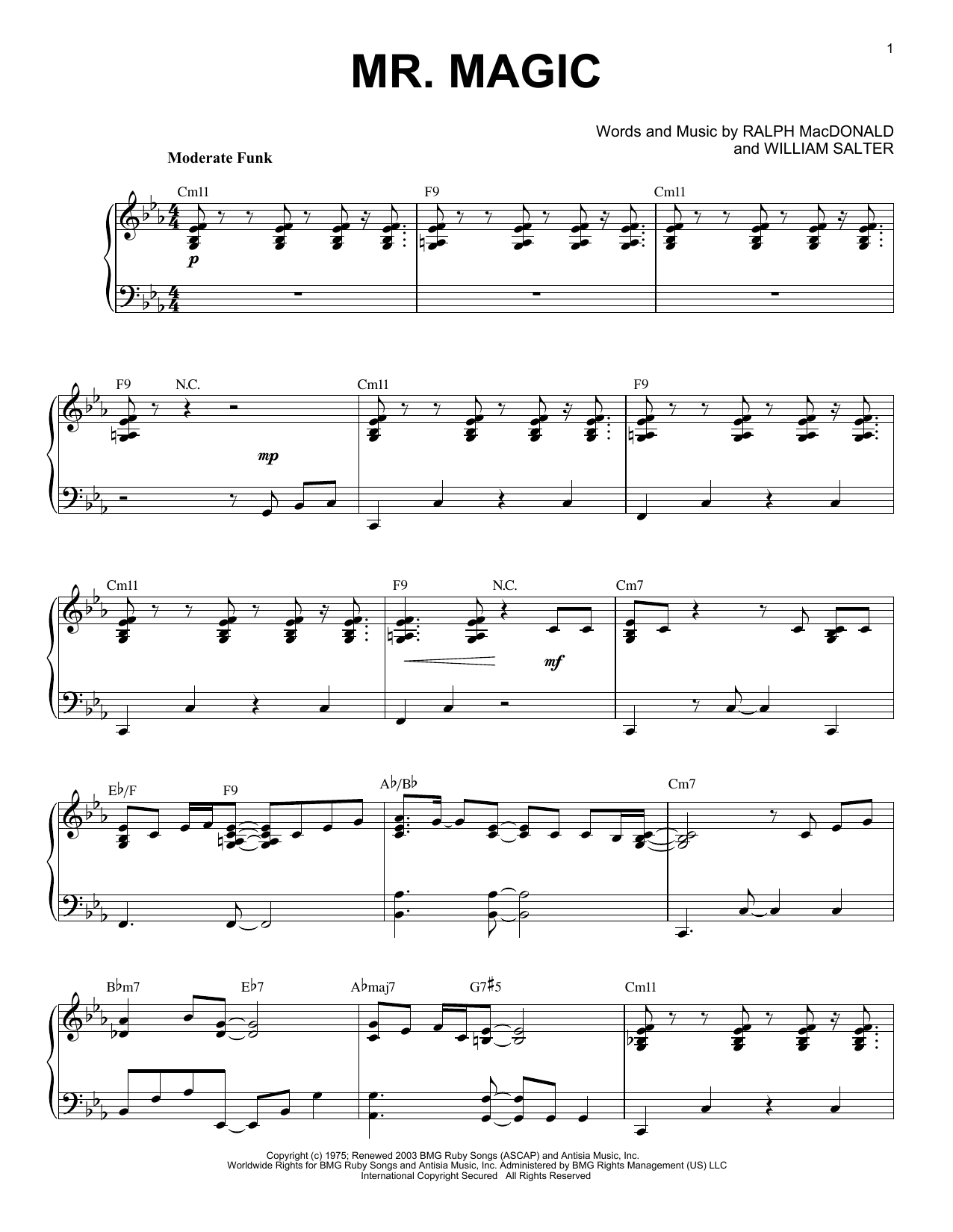 Grover Washington Jr. Mr. Magic Sheet Music Notes & Chords for Piano Solo - Download or Print PDF