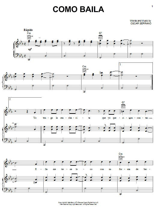 Grupo Mania Como Baila Sheet Music Notes & Chords for Piano, Vocal & Guitar (Right-Hand Melody) - Download or Print PDF