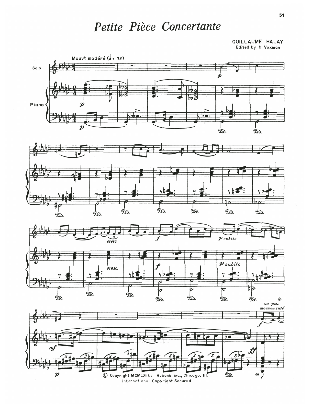 Guillaume Balay Petite Piece Concertante Sheet Music Notes & Chords for Trumpet and Piano - Download or Print PDF