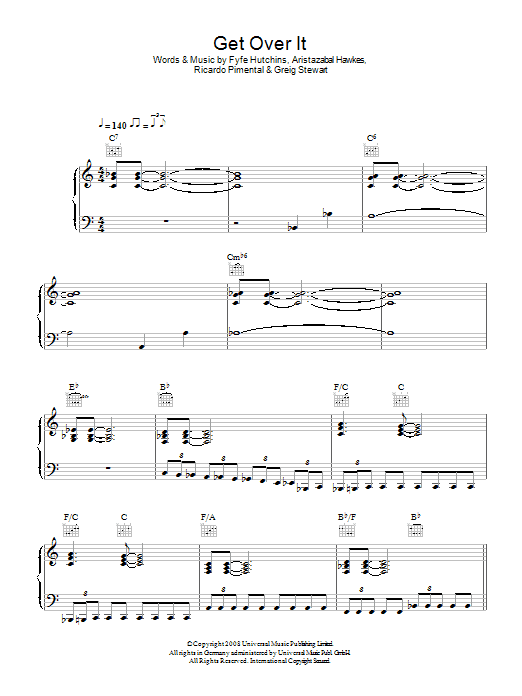 Guillemots Get Over It Sheet Music Notes & Chords for Piano, Vocal & Guitar - Download or Print PDF