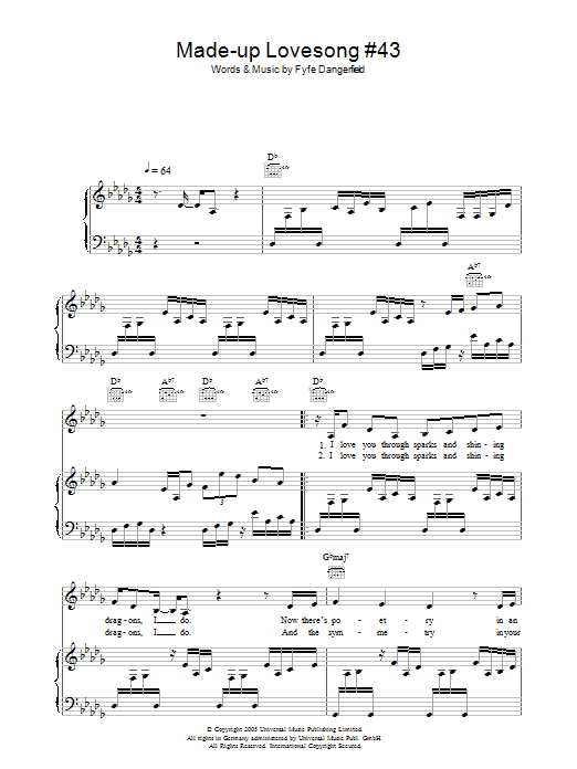 Guillemots Made Up Love Song #43 Sheet Music Notes & Chords for Piano, Vocal & Guitar - Download or Print PDF