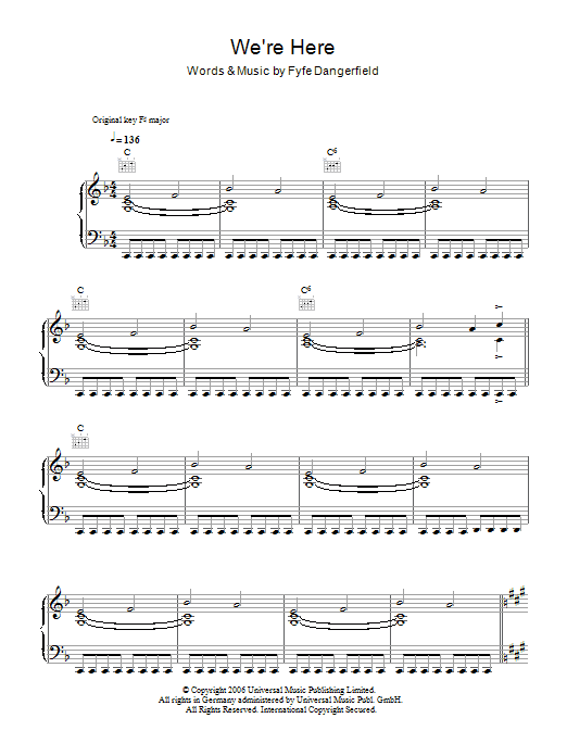 Guillemots We're Here Sheet Music Notes & Chords for Piano, Vocal & Guitar - Download or Print PDF