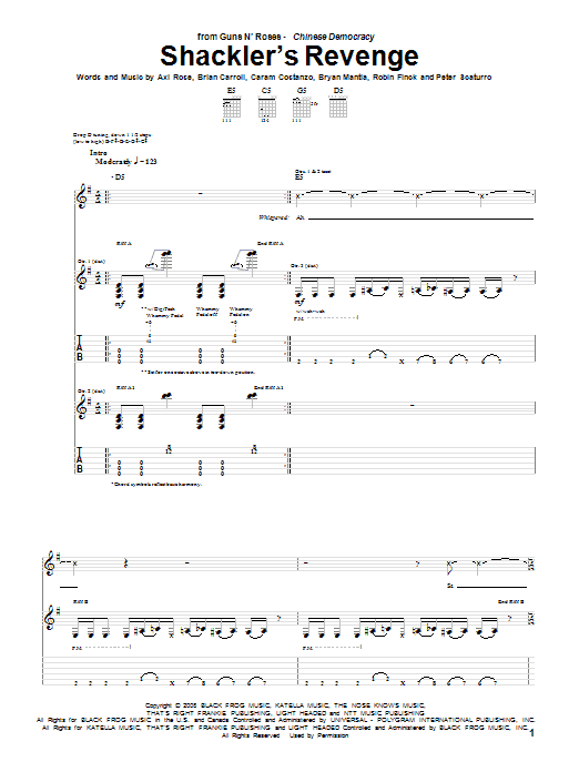 Guns N' Roses Shackler's Revenge Sheet Music Notes & Chords for Guitar Tab - Download or Print PDF