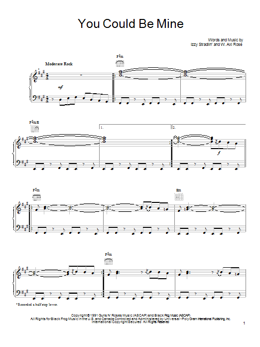 Guns N' Roses You Could Be Mine Sheet Music Notes & Chords for Guitar Tab Play-Along - Download or Print PDF
