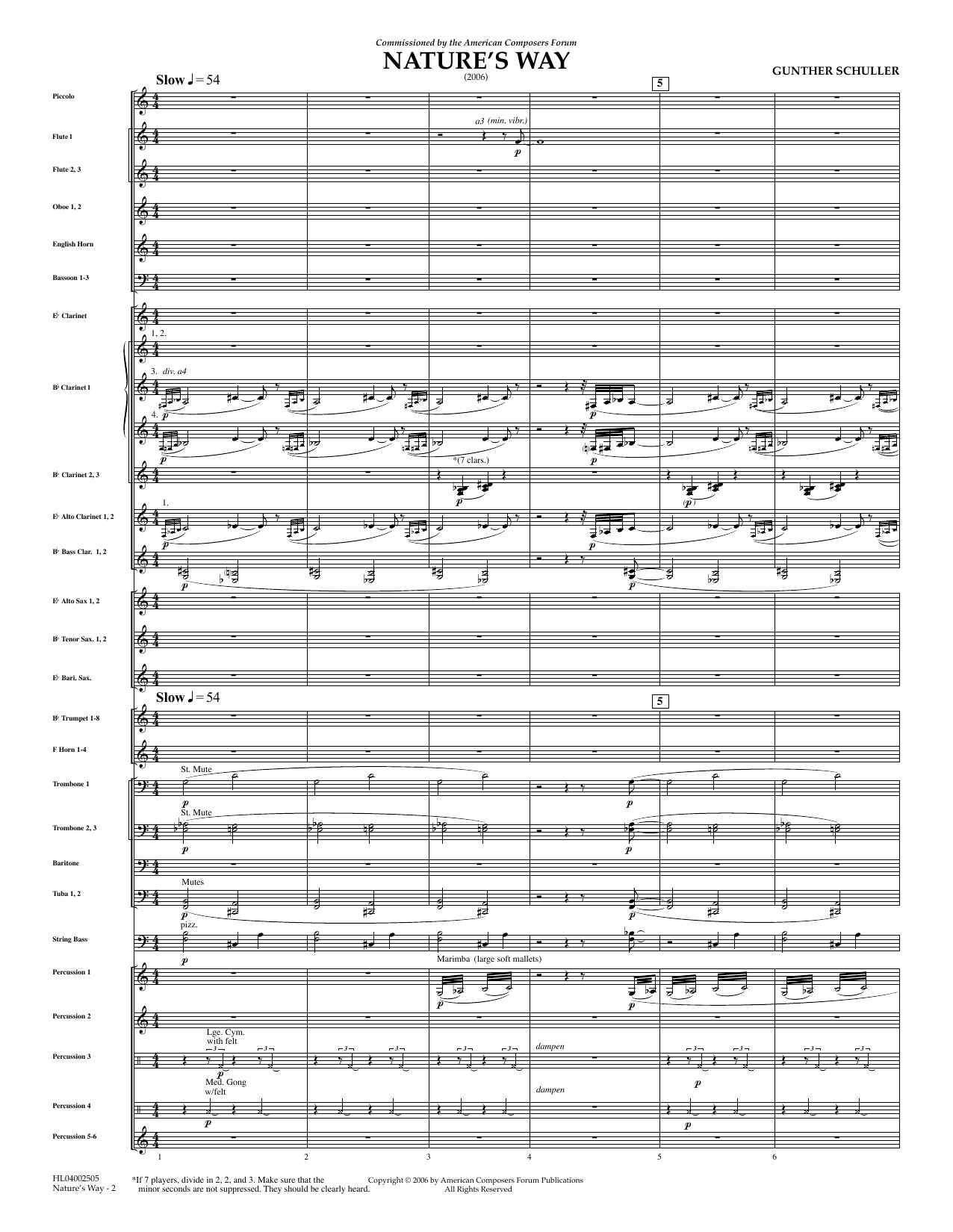 Gunther Schuller Nature's Way - Full Score Sheet Music Notes & Chords for Concert Band - Download or Print PDF