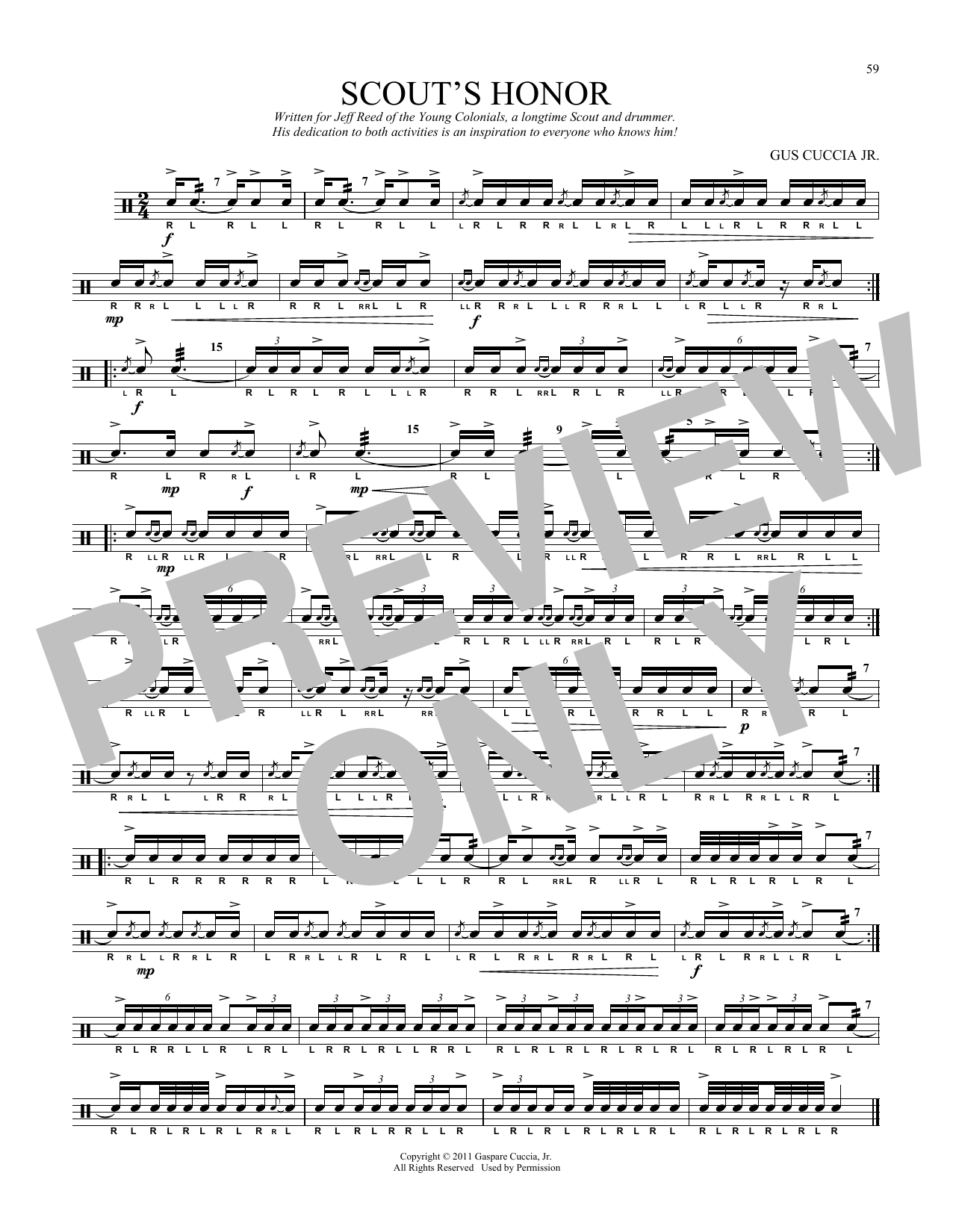 Gus Cuccia Scout's Honor Sheet Music Notes & Chords for Snare Drum Solo - Download or Print PDF