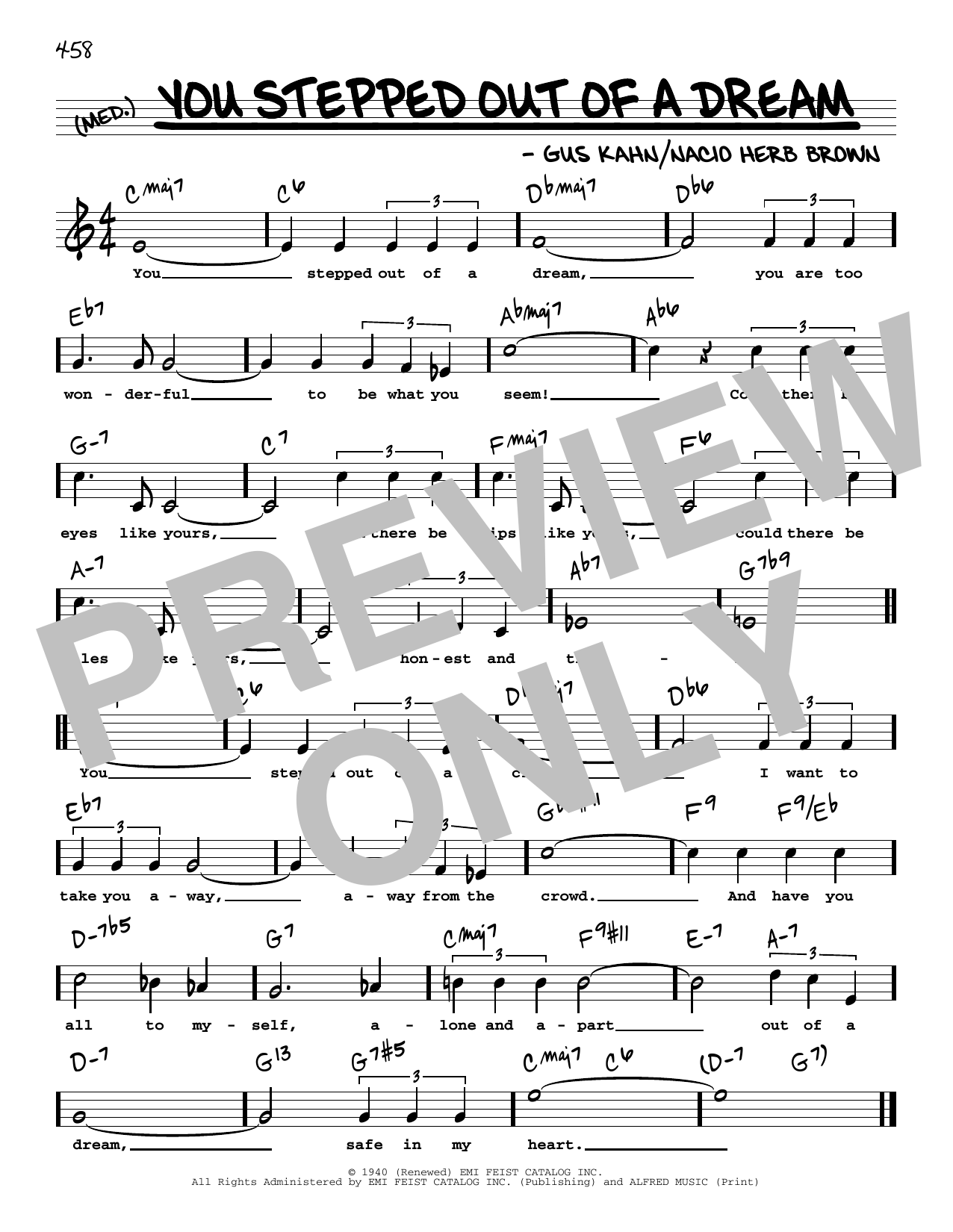 Gus Kahn and Nacio Herb Brown You Stepped Out Of A Dream (High Voice) (from Ziegfeld Girl) Sheet Music Notes & Chords for Real Book – Melody, Lyrics & Chords - Download or Print PDF