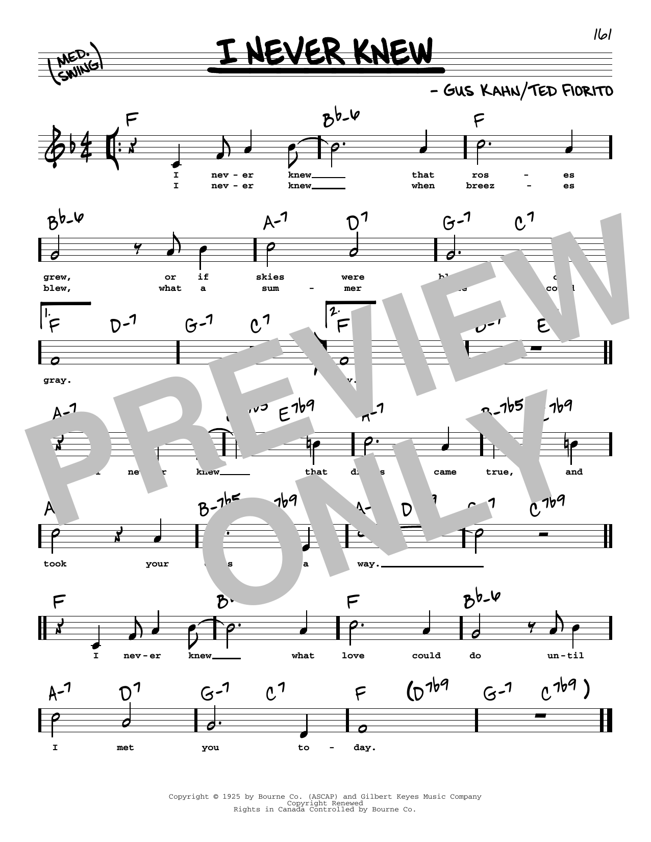 Gus Kahn and Ted Fiorito I Never Knew (High Voice) Sheet Music Notes & Chords for Real Book – Melody, Lyrics & Chords - Download or Print PDF