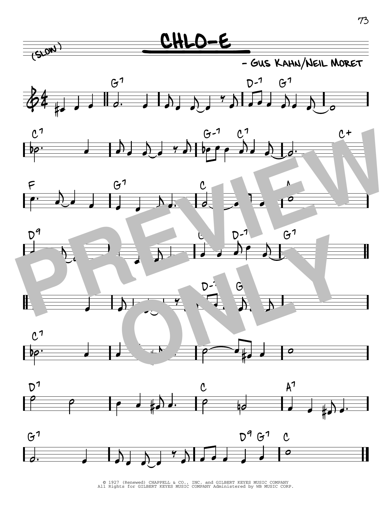 Gus Kahn Chlo-e Sheet Music Notes & Chords for Real Book – Melody & Chords - Download or Print PDF