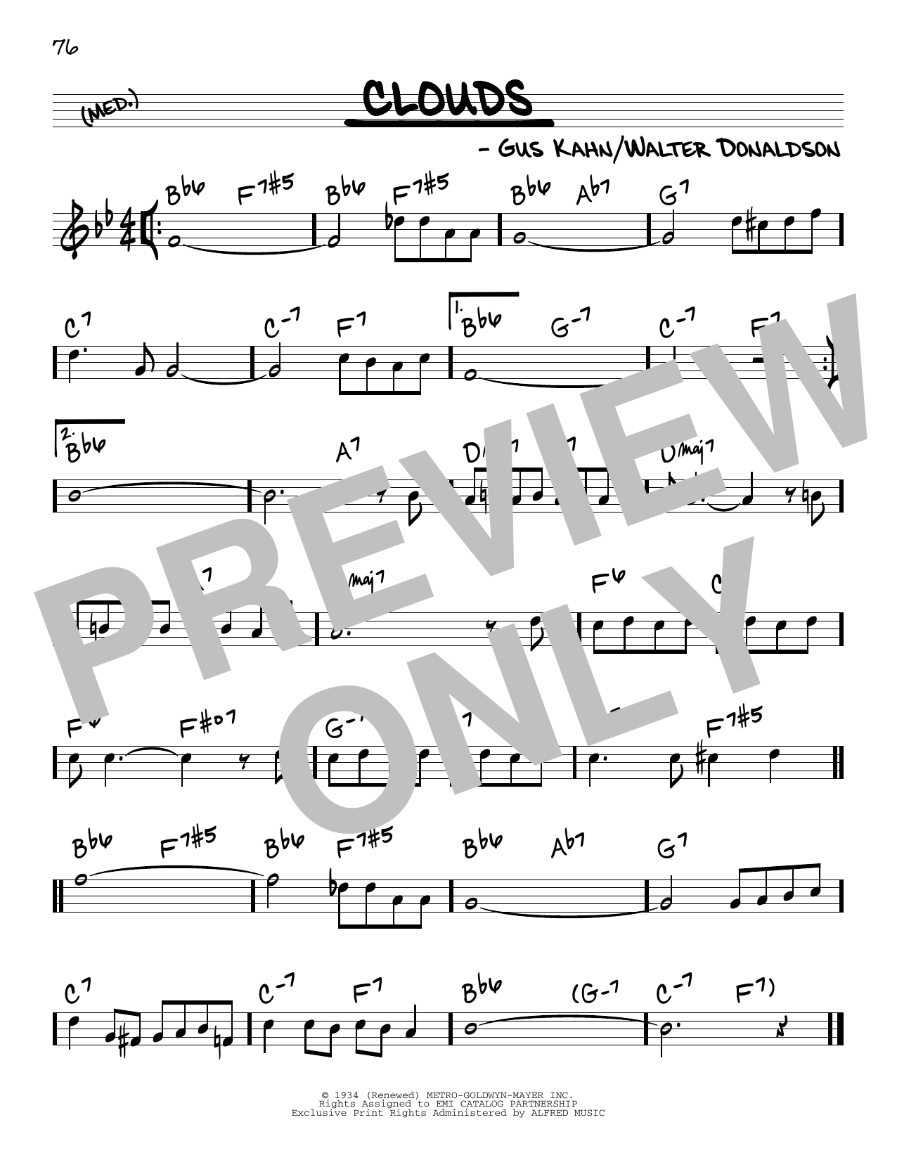 Gus Kahn Clouds Sheet Music Notes & Chords for Real Book – Melody & Chords - Download or Print PDF