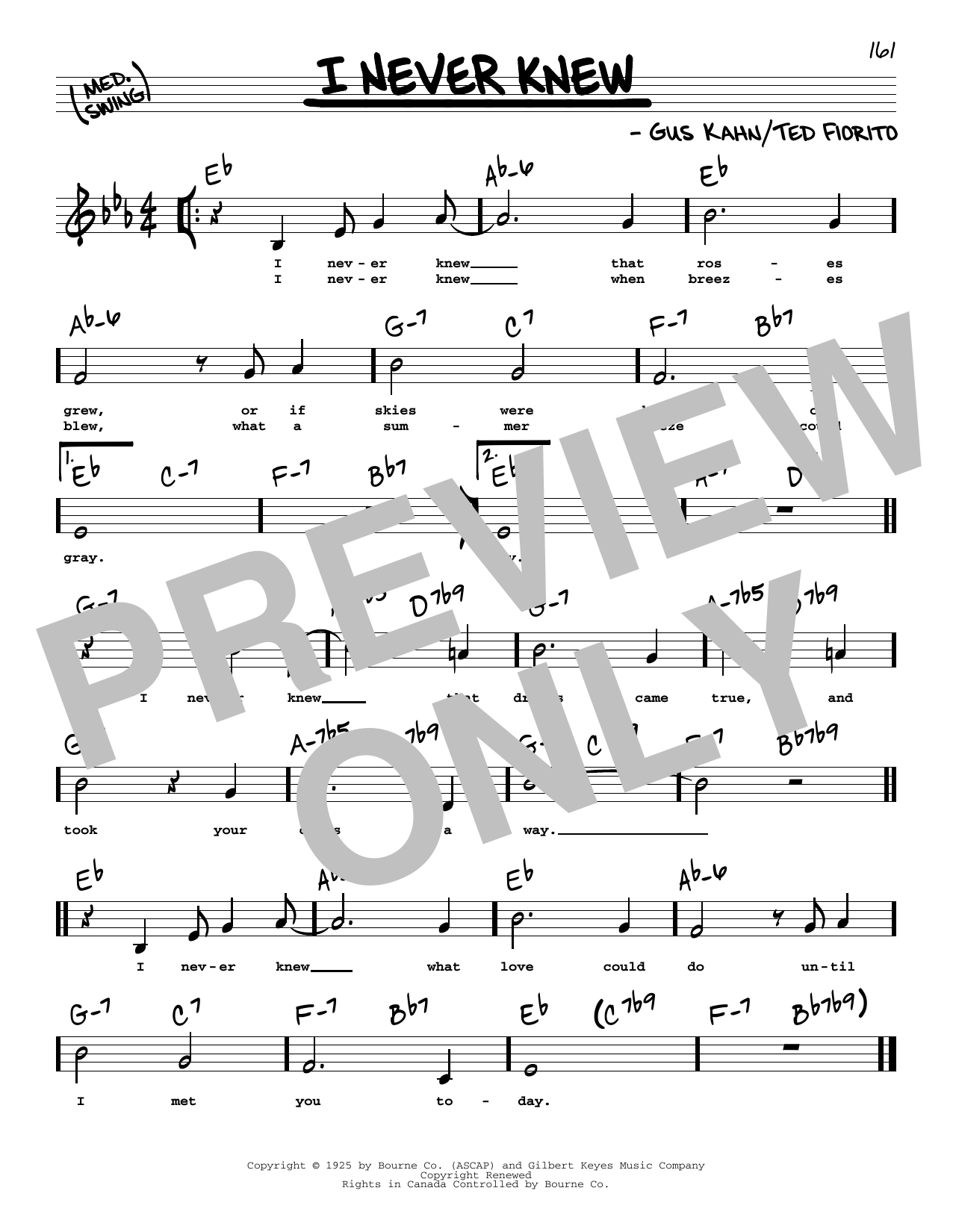 Gus Kahn I Never Knew (Low Voice) Sheet Music Notes & Chords for Real Book – Melody, Lyrics & Chords - Download or Print PDF