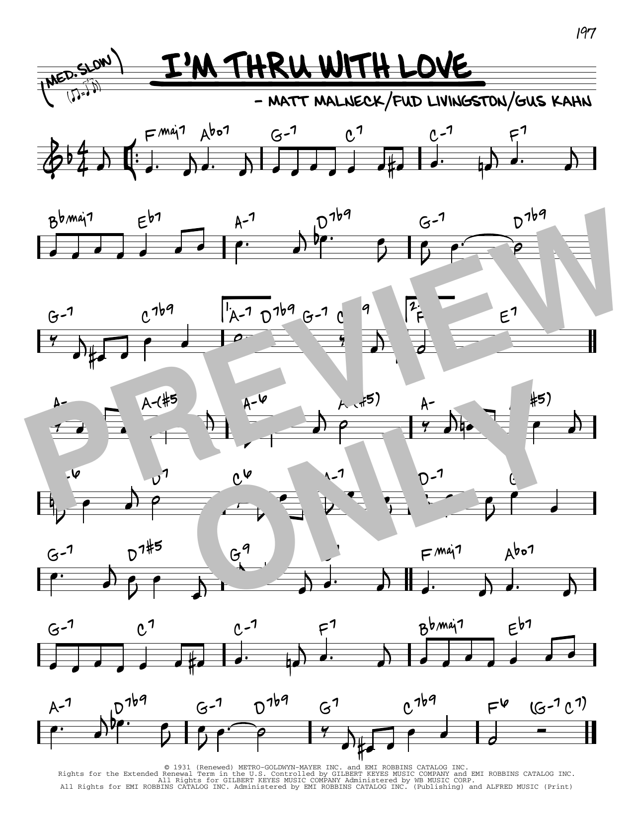 Gus Kahn I'm Thru With Love Sheet Music Notes & Chords for Real Book – Melody & Chords - Download or Print PDF