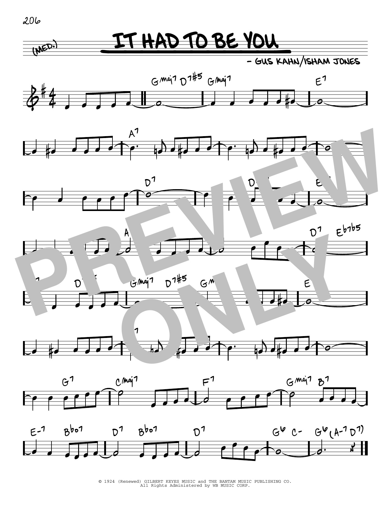 Gus Kahn It Had To Be You Sheet Music Notes & Chords for Real Book – Melody & Chords - Download or Print PDF