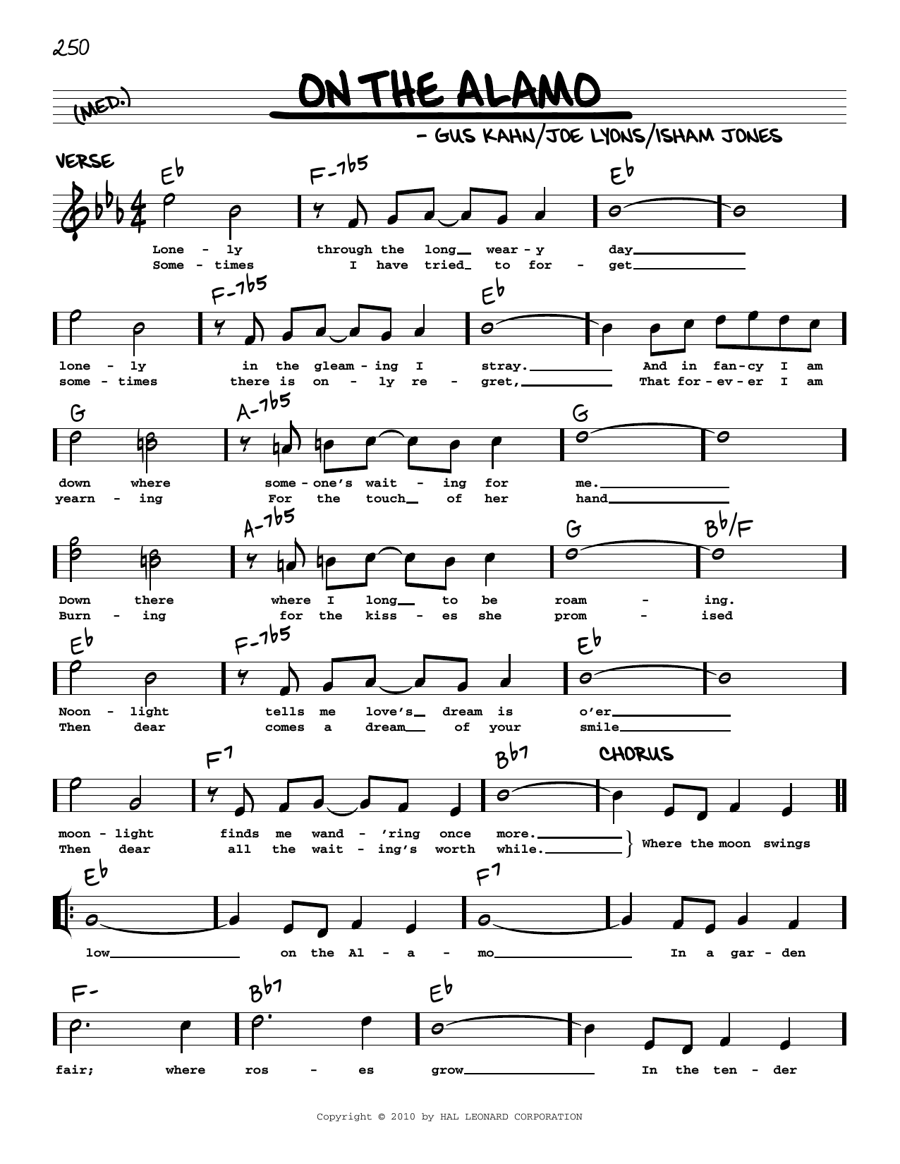 Gus Kahn On The Alamo (arr. Robert Rawlins) Sheet Music Notes & Chords for Real Book – Melody, Lyrics & Chords - Download or Print PDF