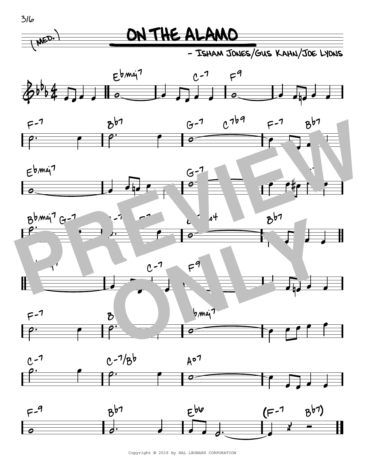 Gus Kahn On The Alamo Sheet Music Notes & Chords for Real Book – Melody & Chords - Download or Print PDF