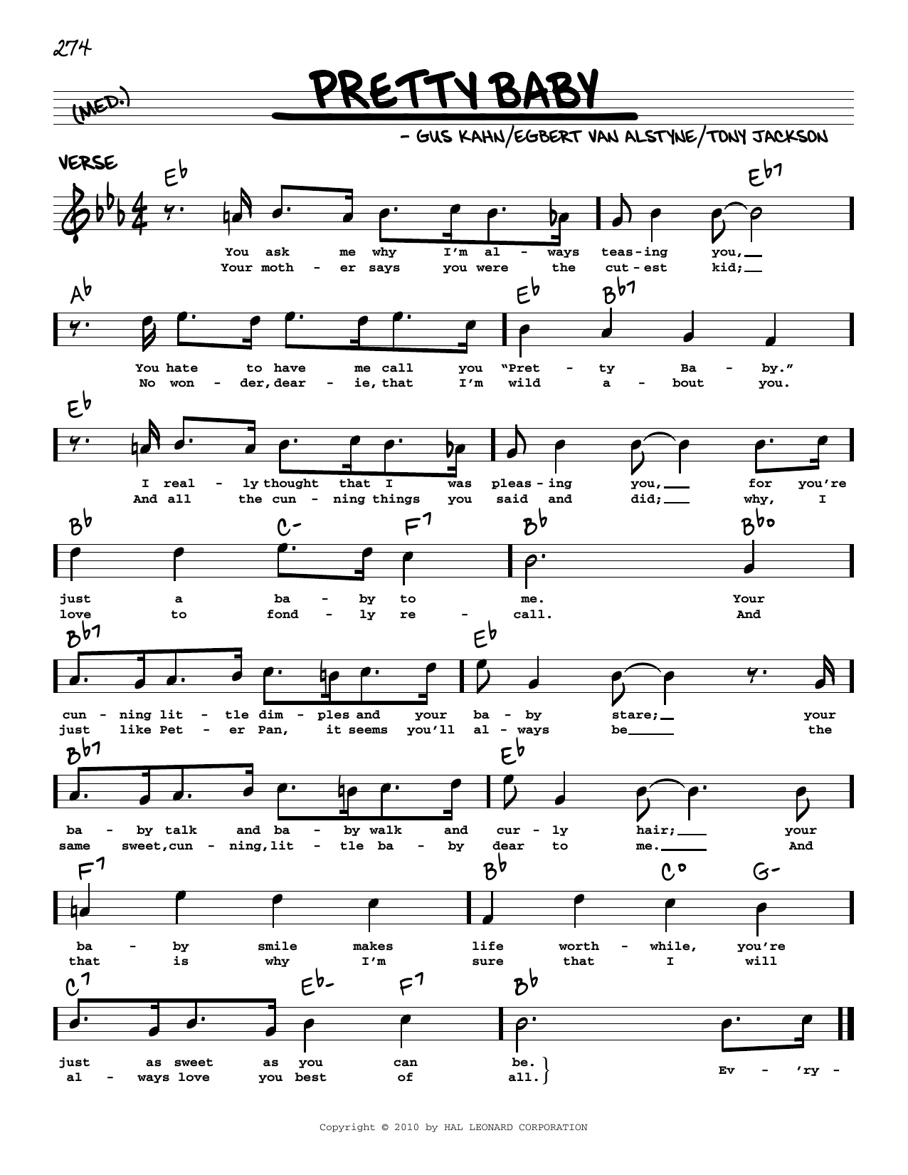 Gus Kahn Pretty Baby Sheet Music Notes & Chords for Real Book – Melody, Lyrics & Chords - Download or Print PDF