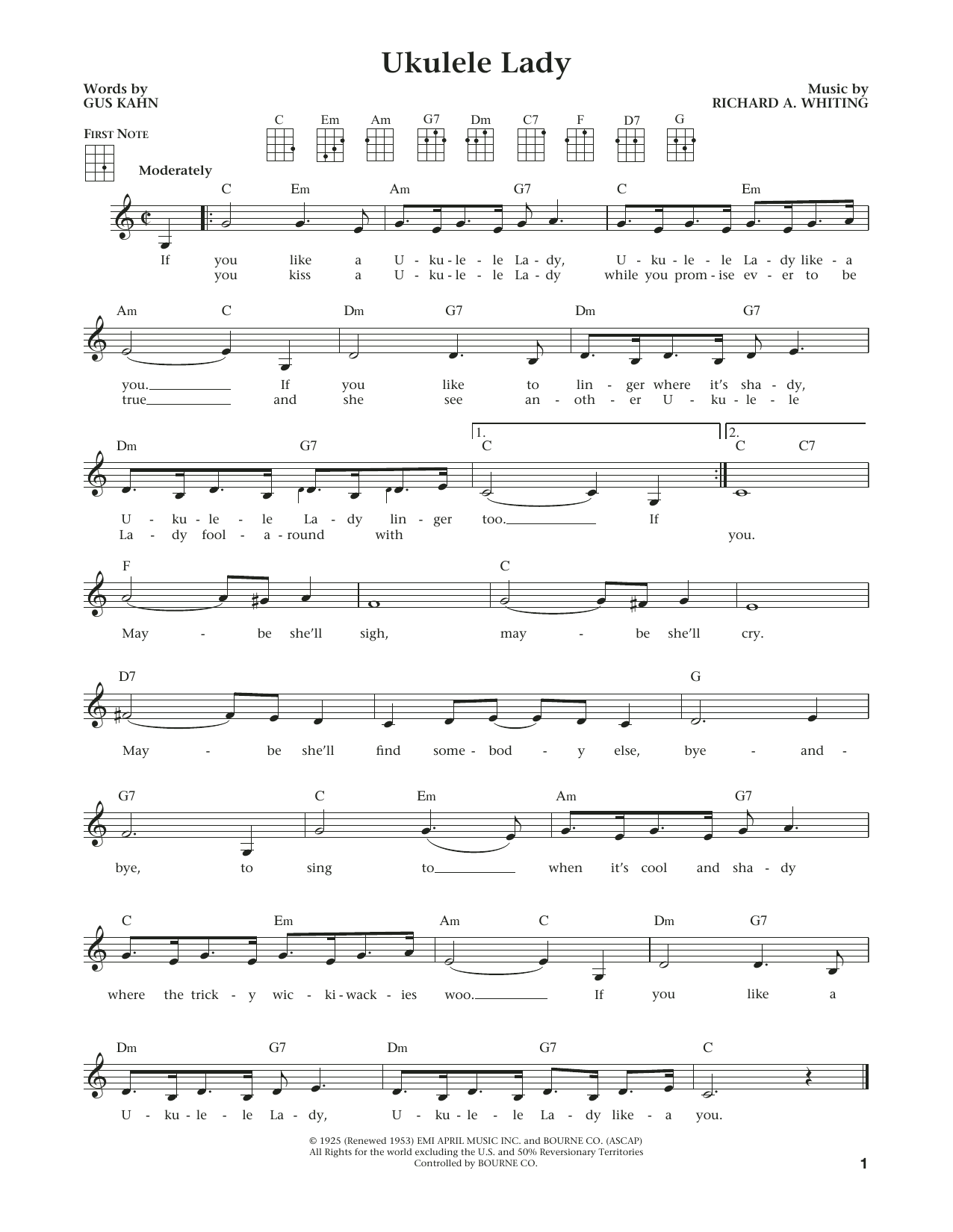 Gus Kahn Ukulele Lady (from The Daily Ukulele) (arr. Liz and Jim Beloff) Sheet Music Notes & Chords for Ukulele - Download or Print PDF