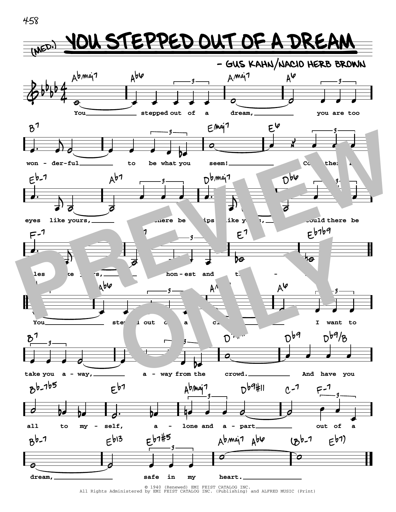 Gus Kahn You Stepped Out Of A Dream (Low Voice) Sheet Music Notes & Chords for Real Book – Melody, Lyrics & Chords - Download or Print PDF
