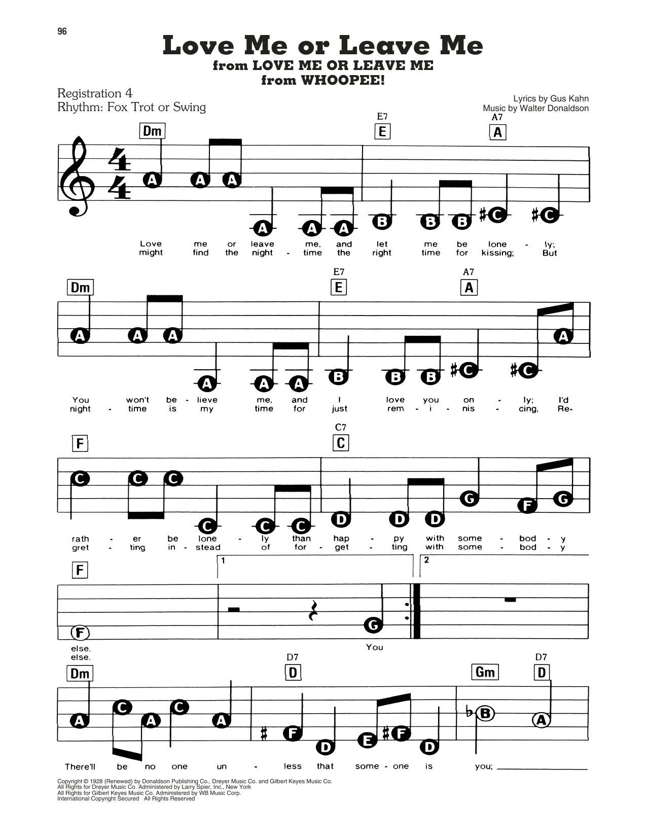 Love Me Or Leave Me sheet music