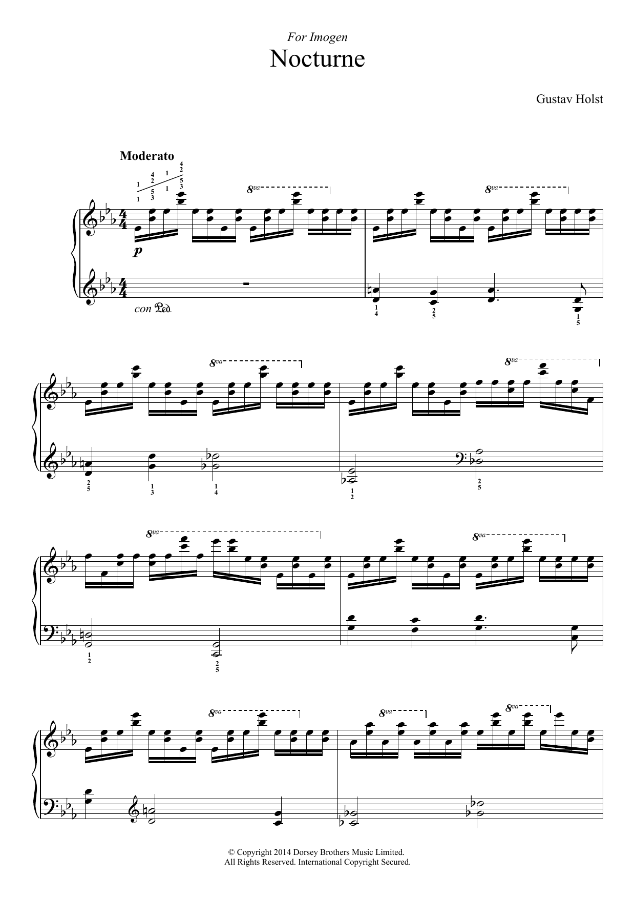 Gustav Holst Nocturne Sheet Music Notes & Chords for Piano - Download or Print PDF