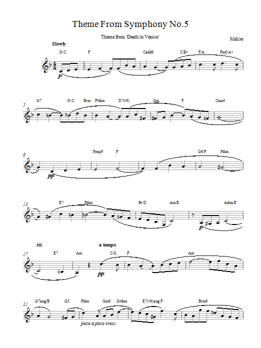 Adagietto (from Symphony No. 5, 4th Movement) sheet music