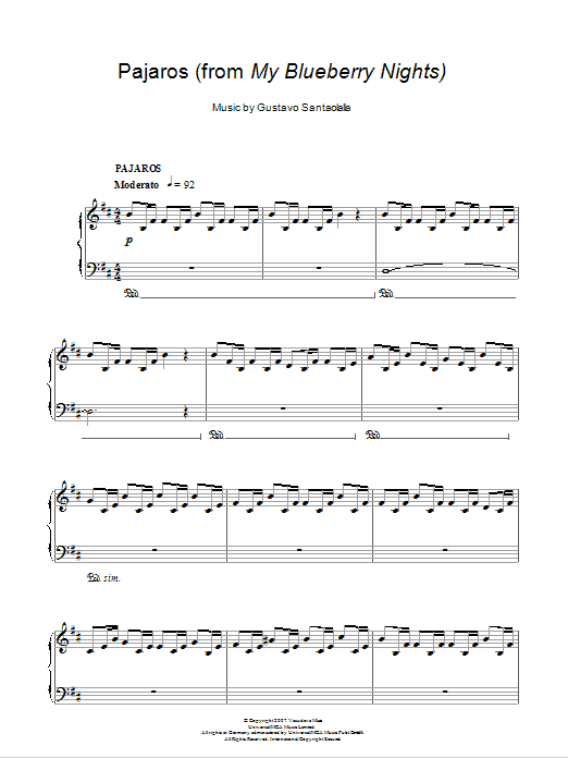 Gustavo Santaolalla Pajaros Sheet Music Notes & Chords for Piano - Download or Print PDF
